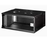 Armario de red montado en la pared de 19" 4U, SOHO PRO 240 x 540 x 400 mm, puerta de vidrio, negro, sin ensamblar, 60 kg