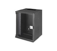 DIGITUS Armario de Red de 10 Pulgadas - 9U - Montaje en Pared - sin Montar - HxAxP 457x316x298mm - Capacidad de Carga 30kg - Profundidad útil 254mm - Clase de protección IP20 - Serie Soho Pro - Negro