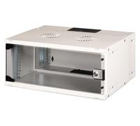 DIGITUS Armario de Red - Rack de 19" 4 U - sin Montar - Montaje en Pared - 400 mm de Profundidad - 327 mm de Profundidad útil - Capacidad de Carga 60 kg - Puerta de Cristal - Serie Soho Pro - Gris