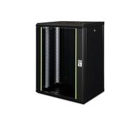 DIGITUS Armario de Red, Rack de 19 Pulgadas, 16U, Montaje en la Pared, Profundidad 450 mm, Capacidad de Carga 100 kg, Serie Unique, Negro
