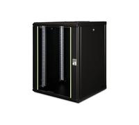 DIGITUS Armario de Red, Rack de 19 Pulgadas, 16U, Montaje en la Pared, Profundidad 600 mm, Capacidad de Carga 100 kg, Serie Unique, Negro