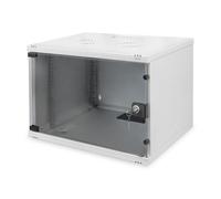 DIGITUS Armario de red, rack de 19 pulgadas 7 U, Sin montar, Montaje en pared, 400 mm de profundidad, Carga 60 kg, Puerta de cristal, Gris