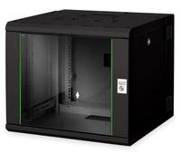 Digitus Carcasa de Pared Unique 9HE, Armario Rack de Pared 9U 509x600x600mm, Capacidad 80kg, Puerta de Cristal, Negro, Modelo 509x600x600mm
