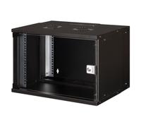 DIGITUS Armario de Red - Rack de 19" 7 U - sin Montar - Montaje en Pared - 400 mm de Profundidad - 327 mm de Profundidad útil - Capacidad de Carga 60 kg - Puerta de Cristal - Serie Soho Pro - Negro