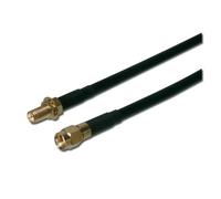 Digitus ASSMANN - Cable alargador coaxial para antena LAN inalámbrica (conector RP SMA a RP SMA, 2 m, baja suelta), color negro