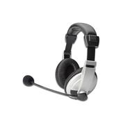 DIGITUS Auriculares Multimedia estéreo Cerrados - micrófono Ajustable - Control de Volumen Integrado - 2 Tomas de 3,5 mm - Cable de 1,8 m de Longitud - Negro/Gris