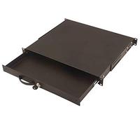 DIGITUS Bandeja para Documentos y Bandeja para Teclado, 19 Pulgadas, 1U, Profundidad de Instalación Variable, para Armarios de Red y Bastidores de Servidores, Bloqueable, Negro