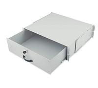 DIGITUS Bandeja para Documentos y Bandeja para Teclado, 19 Pulgadas, 3U, Profundidad de Instalación Variable, para Armarios de Red y Bastidores de Servidores, Bloqueable, Gris