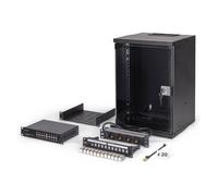 Digitus Bastidor de Pared de Red 9HE 10 Pulgadas 460 mm Negro, Capacidad 60 kg, IP20, con Gestión de Cables y Puerta de Cristal