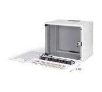 Digitus Bastidor de Pared de Red SOHO Pro 19" (48.3 cm) 9U, Gris Acero, 540 x 400 x 460 mm, Capacidad 60 kg, Con Puerta de Cristal y Gestión de Cables