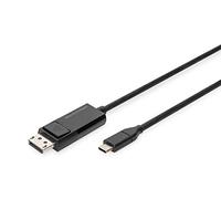 DIGITUS cable adaptador bidireccional USB-C a Displayport - 2m - Displayport 1.4 - DP Alt-Mode - 8k/30Hz - Compatible con monitor, tarjeta gráfica para juegos - Negro
