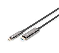 DIGITUS Cable adaptador de fibra USB-C a HDMI AOC - HDMI 2.0 - Displayport 1.2 - 4k/60Hz - DP Alt-Mode - Plug&Play - 20m - negro