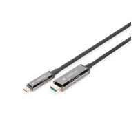 DIGITUS Cable adaptador de fibra USB-C a HDMI AOC - HDMI 2.0 - Displayport 1.2 - 4k/60Hz - DP Alt-Mode - Plug&Play - 20m - negro