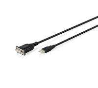 DIGITUS Cable Adaptador de USB 2.0 a RS232 - USB-A, DB9 - 1,8 m | Chipset FTDI - Velocidad de transmisión de 75 a 128 000 bps - Retención del puerto COM - Negro