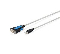 Digitus DA-70170 Cable adaptador USB-A 2.0 macho a RS232 (DB9) macho | Chipset FTDI (FT232RNL) | PVC, transparente | Fijación con tornillos | 1.8m