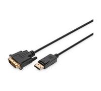 DisplayPort adapter cable, DP - DVI (24+1) M/M, 3.0m, w/interlock, DP 1.1a compatible, bl