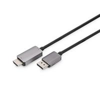 DIGITUS Cable adaptador Displayport a HDMI - HDMI 2.1 - Displayport 1.4-8K/60Hz - Plug&Play - 1,8m - Compatible con monitor, tarjeta gráfica para juegos - negro