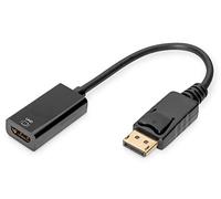 DIGITUS Cable Adaptador DisplayPort Activo - DP a HDMI Tipo A - HDMI 2.0 - UltraHD 4k/60Hz - 0.2m - Negro
