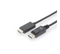 DIGITUS Cable adaptador DisplayPort a HDMI - UHD 4k 60Hz - HDMI 2.0 - Displayport 1.2 - 2m - Compatible con monitores y tarjetas gráficas para juegos - negro