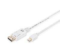 DIGITUS Cable adaptador DisplayPort - mini DP a DP - FullHD 1080p 60Hz - 3 m - Bloqueo - DisplayPort 1.1a - Compatible con MacBook, Mac, PC