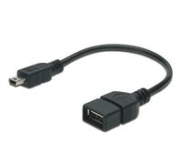 USB 2.0 adapter cable, OTG, type mini B - A M/F, 0.2m, USB 2.0 conform, bl