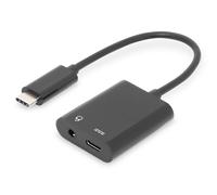 USB Type-C Splitter cable, type C - 3.5mm+type C M/F/F, 0.2m, Gen2, 5A, 10GB, Vers. 3.1, bl