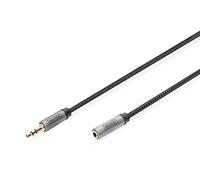 DIGITUS Cable alargador de audio - conector de 3,5 mm a toma de 3,5 mm - cable auxiliar - cable estéreo - 1,8m - negro - para sistemas estéreo, cine en casa, barra de sonido, ordenador