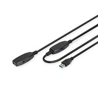 DIGITUS Cable alargador USB 3.2 Gen 1 activo - 10 m - USB-A macho a hembra - Cable USB repetidor con Plug & Play - Hasta 5 Gbit/s - Alimentación a través de USB - Negro