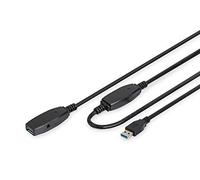 DIGITUS Cable alargador USB 3.2 Gen 1 activo - 15 m - USB-A macho a hembra - Cable USB repetidor con Plug & Play - Hasta 5 Gbit/s - Alimentación a través de USB - Negro
