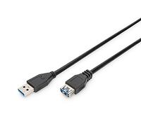 DIGITUS Cable alargador USB 3.2 Gen1 - 1,8 m - USB A (macho) a tipo A (hembra) - 5 Gbps - para impresoras, lectores de tarjetas, teclados, cámaras, concentradores - Negro