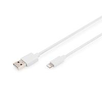 DIGITUS Cable de carga de USB-A a Lightning - MFI C89 - 5V, 2,4A - cable de datos - compatible con iPhone - 2m - blanco