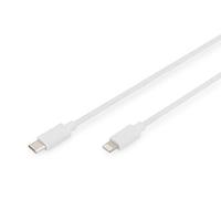 DIGITUS Cable de carga USB 2.0 - 1,0 m - USB C (m) a Lightning (m) - 480 Mbps - Cable de conexión - Blister - Blanco