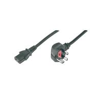 DIGITUS Cable de conexión a la red eléctrica, 1.8 m, BS 1363 90° a C13, macho, hembra, H05VV-F3G, 0.75 mm²
