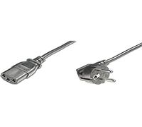 DIGITUS Cable de conexión a la red eléctrica, 2.5 m, CEE 7/7 (Tipo-F) 90° a C13, clavija, enchufe, H05VV-F3G, 1.0 mm²