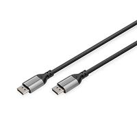 DIGITUS Cable de conexión Displayport 8K/60Hz - DP a DP - Displayport 1.4-4k/144Hz - 1 m - Carcasa de aluminio - Compatible con monitor, tarjeta gráfica para juegos - Negro
