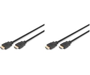 DIGITUS Cable de conexión HDMI de alta velocidad, tipo A - HDMI 2,0-1,0 m - Ultra HD 4k/60Hz - contactos chapados en oro - compatible con TV/beamer/monitor - Negro (Paquete de 2)