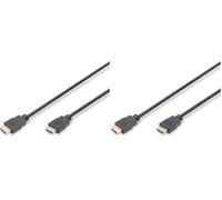 DIGITUS Cable de conexión HDMI estándar, tipo A - 5,0 m - con canal Ethernet - FullHD 1080p/60 Hz - compatible con TV/proyector/monitor - contactos chapados en oro - negro (Paquete de 2)