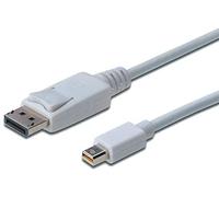 Digitus cable de conexión mini dp-displayport 2m con bloqueo blanco