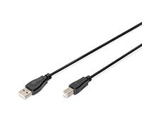 DIGITUS Cable de conexión USB 2.0 - 1,0 m - USB A (m) a USB B (m) - 480 Mbit/s - cable de conexión, compatible con USB - Negro
