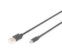 DIGITUS Cable de conexión USB 2.0 - 1,0 m - USB A (m) a USB Micro B (m) - 480 Mbit/s - cable de conexión - Negro