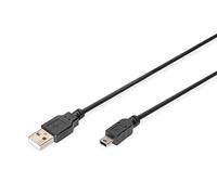 DIGITUS Cable de conexión USB 2.0 - 1,0 m - USB A (m) a USB Mini B (5 Pin) (m) - 480 Mbit/s - Versión 1 - Negro