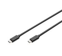 DIGITUS Cable de conexión USB 2.0 - 1,0 m - USB C (m) a USB C (m) - 480 Mbit/s - Cable tipo C - Blindado - Negro