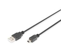 DIGITUS Cable de Conexión USB 2.0 - 1,8 m - A (m) a Mini B (5 Pin) (m) - 480 Mbit/s - Blister - Negro
