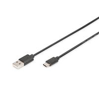 DIGITUS Cable de conexión USB 2.0 - 1,8 m - USB A (m) a USB C (m) - 480 Mbit/s - cable de conexión - versión 1 - Negro