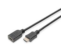 DIGITUS Cable de extensión HDMI de alta velocidad, tipo A M/F - 2,0m - con canal Ethernet - Ultra HD 4k/30Hz - compatible con TV/proyector/monitor - contactos chapados en oro - negro