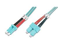 DIGITUS Cable de fibra óptica OM3 - 2 m - LC a SC - Cable de FO dúplex | 1/10/40/100 Gbit/s - Cable LAN de fibra óptica multimodo MM - Tipo de fibra: 50/125 µ - Turquesa (aguamarina)