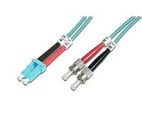DIGITUS Cable de fibra óptica OM3 - 2 m - LC a ST - Cable de FO dúplex | 1/10/40/100 Gbit/s - Cable LAN de fibra óptica multimodo MM - Tipo de fibra: 50/125 µ - Turquesa (aguamarina)