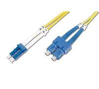 DIGITUS Cable de fibra óptica OS2 - 10 m - LC a SC - Cable de FO dúplex | 1/10 Gbit/s - Cable LAN de fibra óptica monomodo SM - Tipo de fibra: 9/125 µ - Amarillo (Yellow)