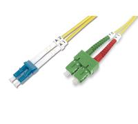 DIGITUS Cable de fibra óptica OS2 - 3 m - SC (APC) a LC (PC) - dúplex | 1/10 Gbit/s - Cable LAN de fibra óptica monomodo SM - Tipo de fibra: 9/125 µ - Cable de FO - Amarillo (Yellow)
