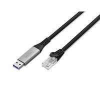 DIGITUS Cable USB a Ethernet - Tipo A a RJ45 - USB-A 3.2 Gen1 - 1 Gbit/s - 5 m - LSZH - CAT 6A S/FTP - AWG 26 - Plug & Play - Negro